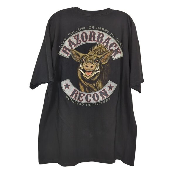 Bonehead Outfitters Razorback Recon Graphic T-Shirt cotton Black X-Large - Picture 2 of 8